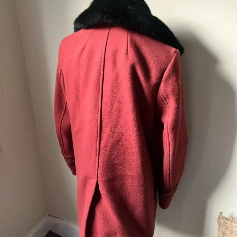 Free People Sedgwick Red Wool Peacoat Military Coat Double Breasted OB514559, S